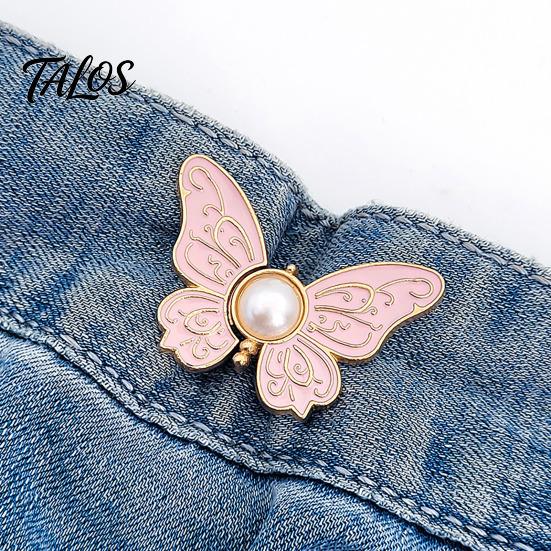 Strong Metal Waist Clip Pants Tighteners No-Sewing Butterfly Flower Buttons Pins Adjustable Snug Fit Jeans Accessory Buckle Extender for Loose Skirts