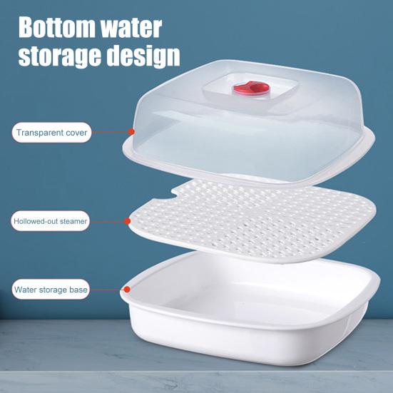 Vegetable Steamer Box Stackable Design Steaming Tray with Lid Microwave