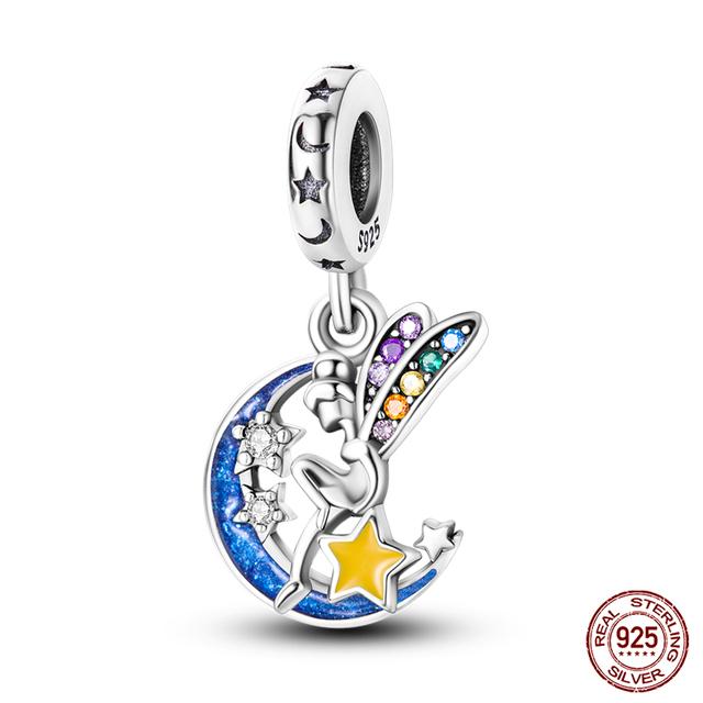 Fit Fasion 925 Bratara originala 100% argint 925 stralucitor colorat zircon Breloc inima margele cadou rafinat bijuterii DIY