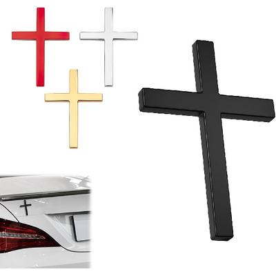 3 Pcs Metal Jesus Christian Badge Stickers, 3D Alloy Cross Emblems for Car (4 Colors)