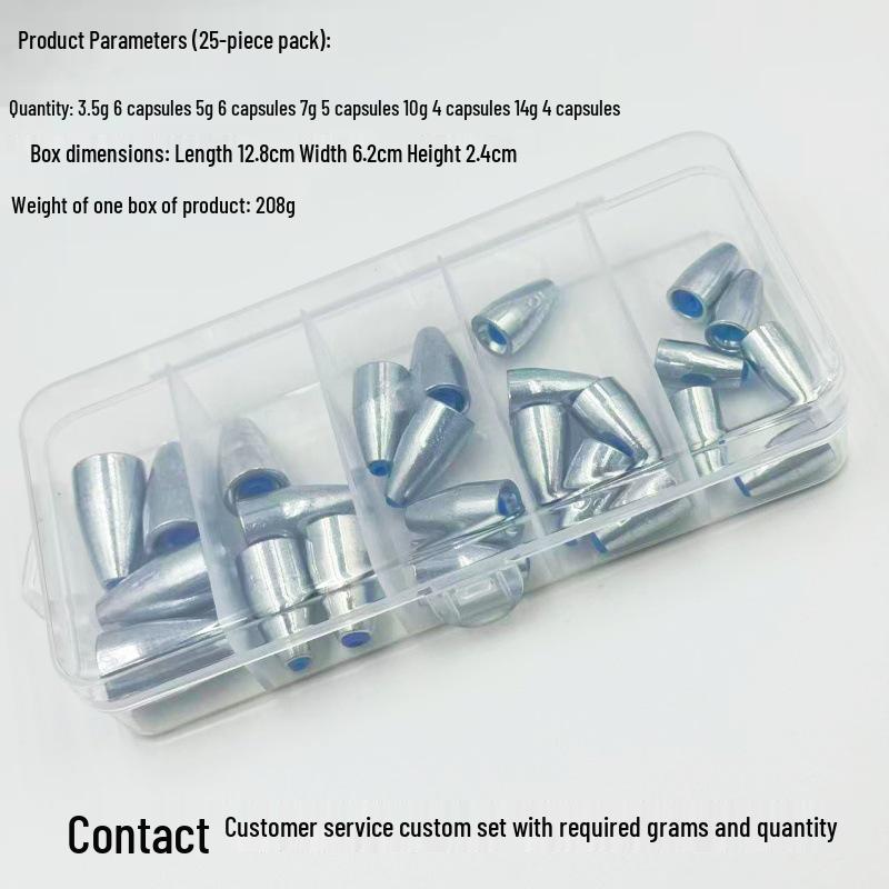 Blei-Set in Kugelform aus Legierung mit Kern aus Kohlenstoffstahl, Texas Rig Köder - 25er Packung.