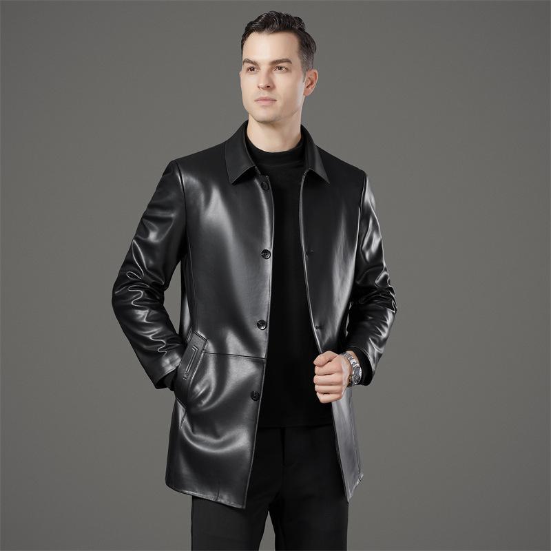 Men's Genuine Leather Coat Autumn and Winter High-end Fashion Business Casual Temperament Windproof Charm Genuine Leather Jacket