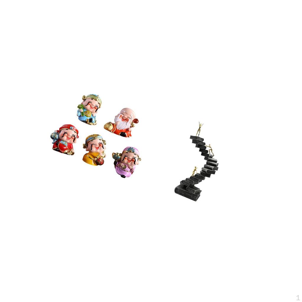 Resin God of Fortune Thinker Figurines Abstract Wealthy Sculpture Ladder Statue Handicraft for