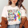 Autism Awareness Im April We Wear Blue Casual TShirt Soft Elastane Blend Crew Neck Short Sleeve Womens Spring Tops