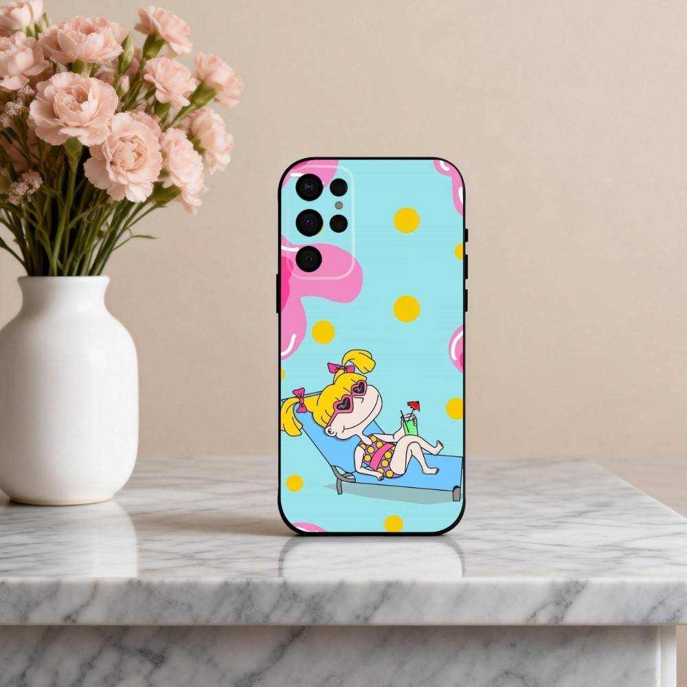 R-Rugrat-T C-Chuckie A-Angelica Phone Case For Samsung S25,24,23,22,30,21,10,9,Ultra,Plus,Lite,FE,4,5 G Soft Black Case