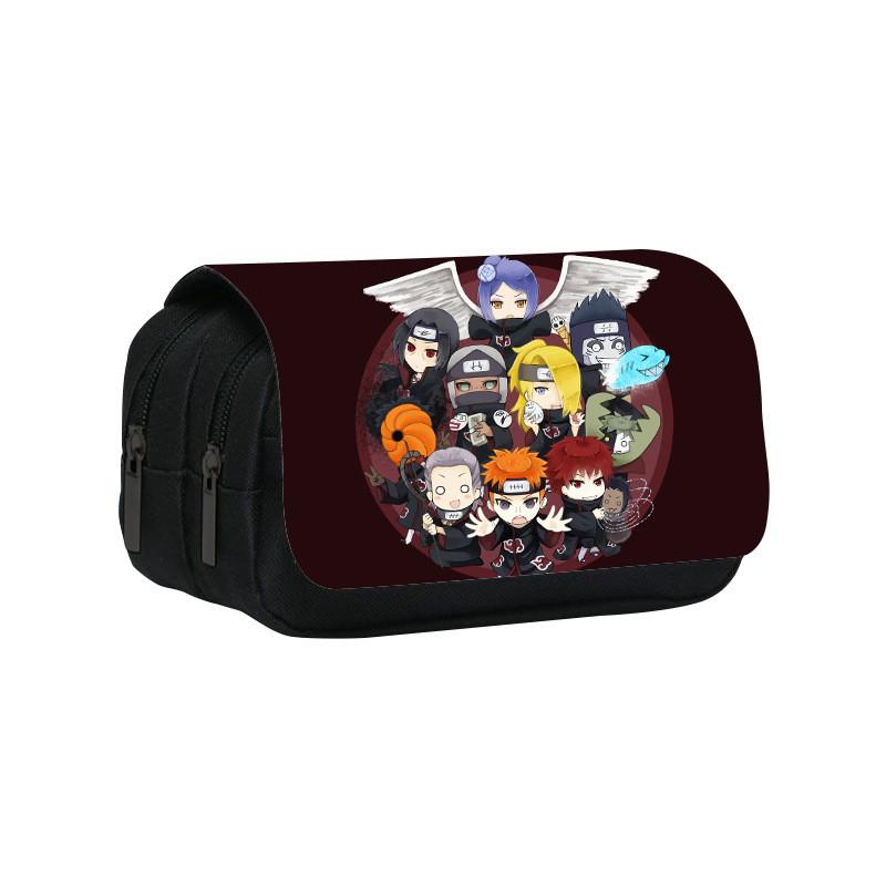 Naruto Shinobi Printed Twin Compartment Pen Pouch With Waterresistant Nylon For Students