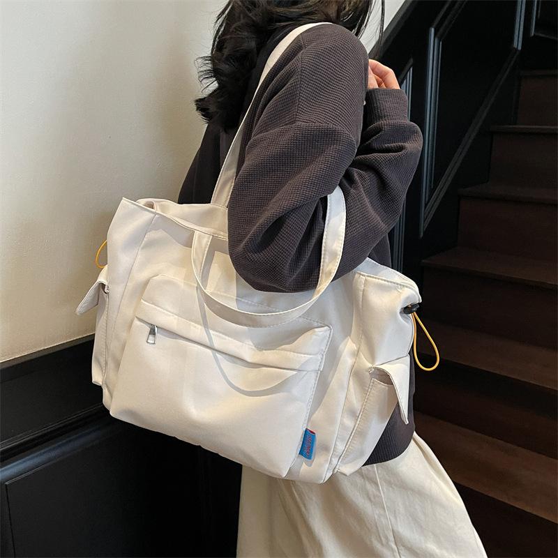 Korean version of simple canvas women's bag tote bag 2025 new bag women's shoulder bag large capacity backpack mommy bag women