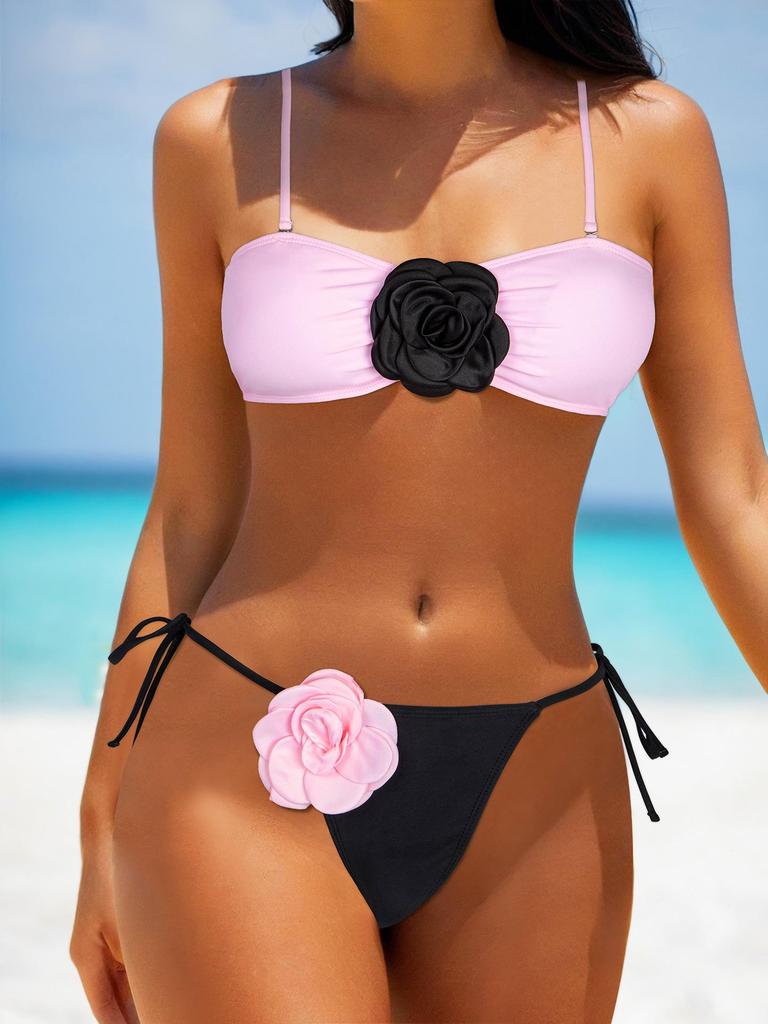 2025 3D květinové bikiny: Stylové evropské a americké dvoudílné plavky