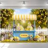 LS Photography Background Summer Lemon Fruit Stall Fence Decor Baby Shower Birthday Child Portrait Photo Backdrop Studio