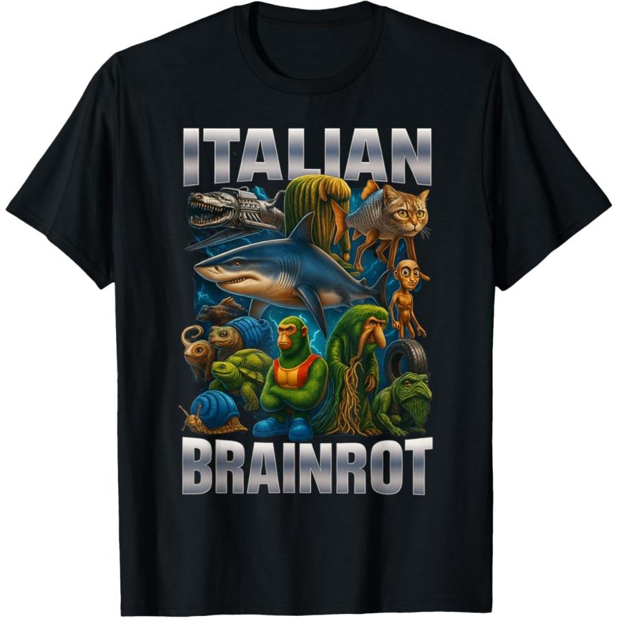 Italian Brainrot Lirili Larila Bombardiro Crocodilo T-Shirt XXXXXL чёрный