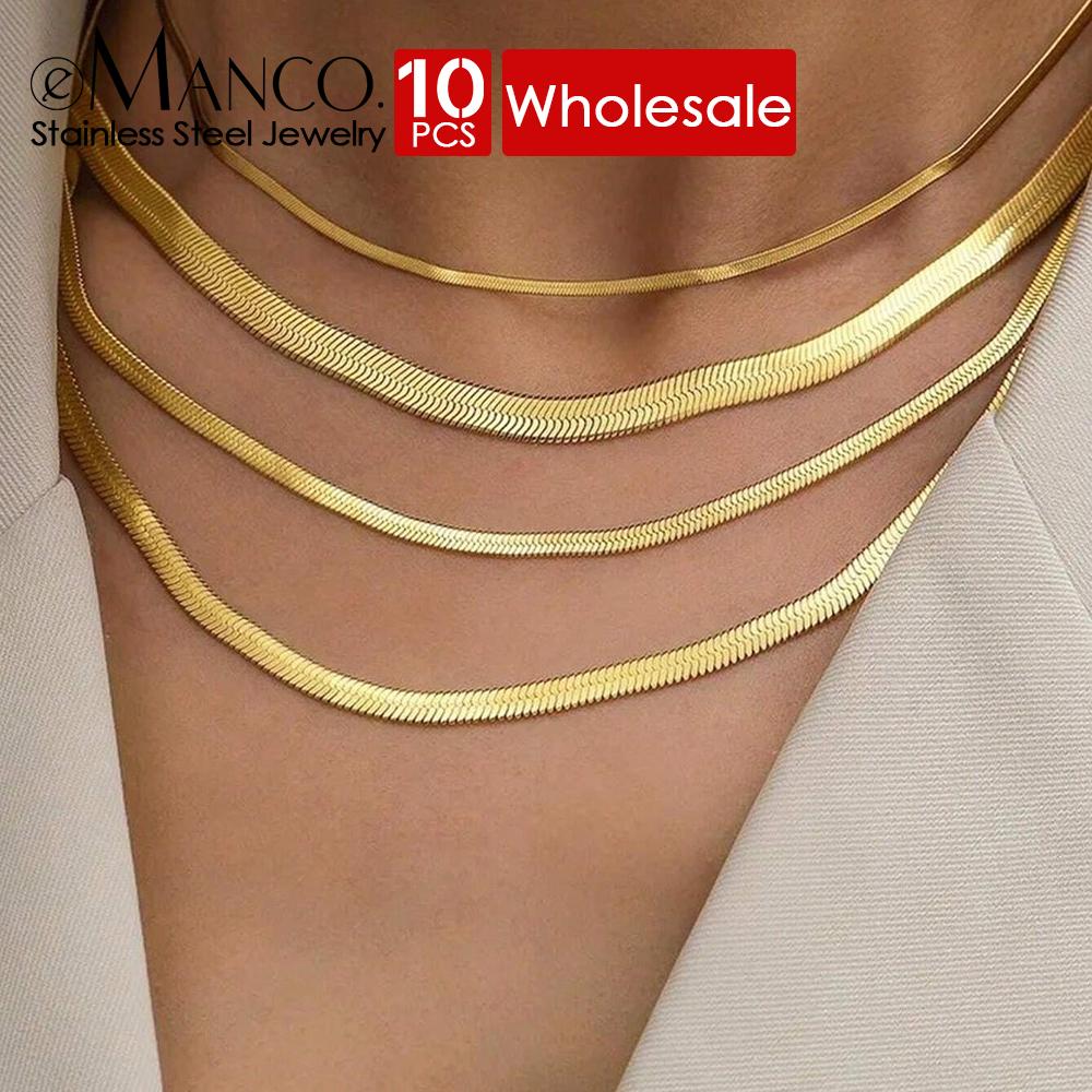 EManco Necklace Simple and Fashionable High-quality Snake Bone Necklace, Unisex Fashion Romantic Jewelry Snake-shaped Necklace YX25100 серебряный