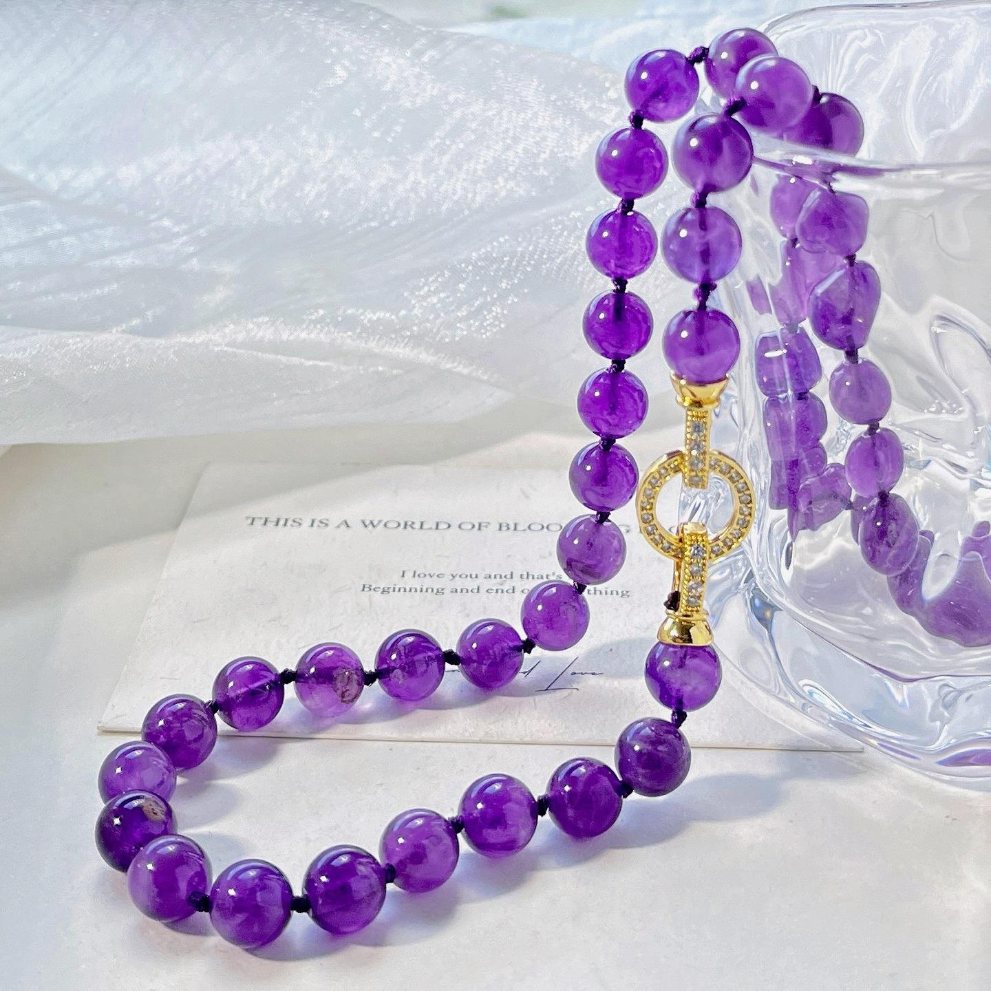 8Mm Natural Royal Amethyst Necklace Clavicle Chain