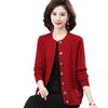 Cardigan a Maglia Grossa Autunno/Inverno per Donne di Mezza Età e Anziane - Girocollo, Manica Lunga, Colore Unito