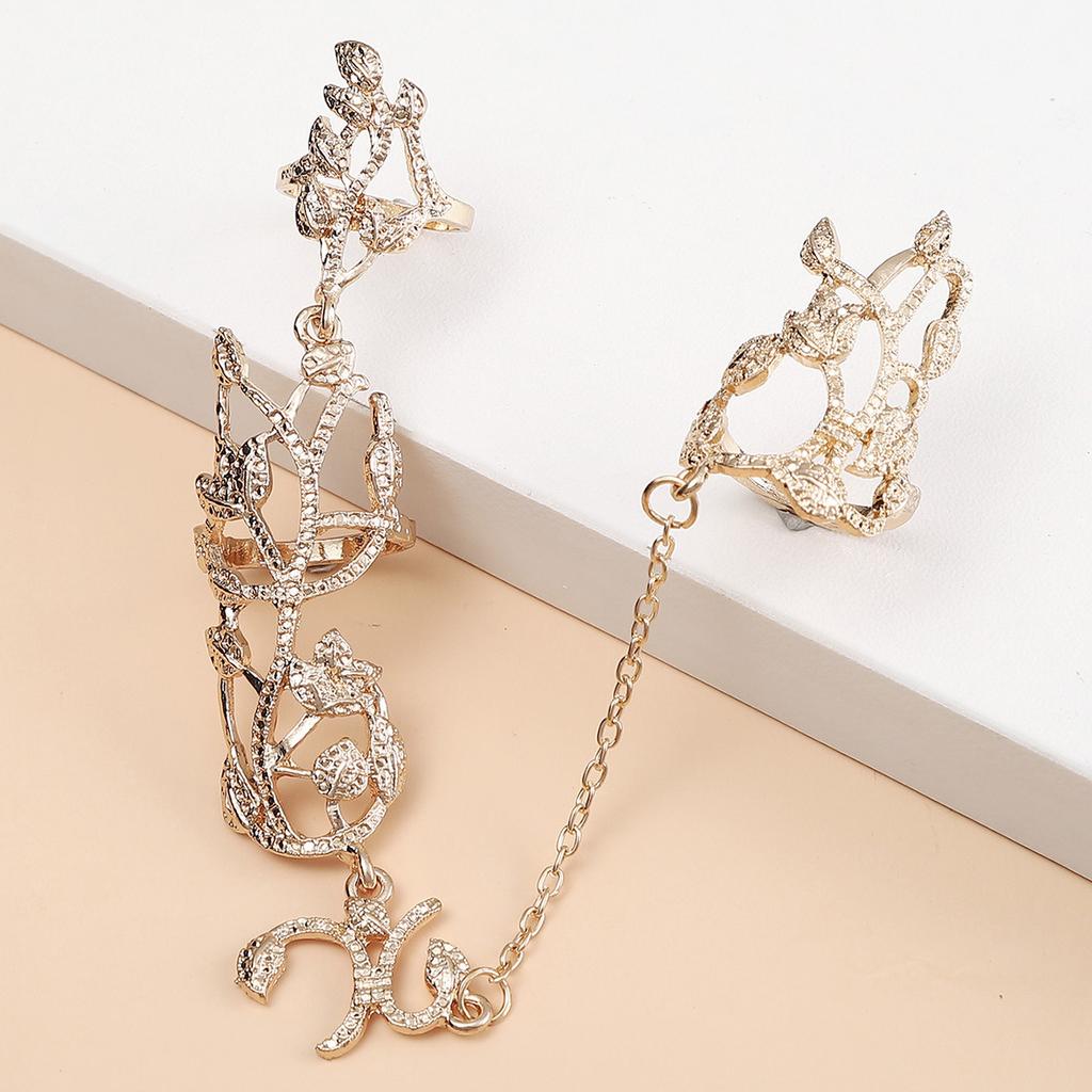 One-Piece Personalized Ring Rose Rhinestone Diamond Set Hollow One-Piece Jewelry Adjustable Ring Ebay Ring