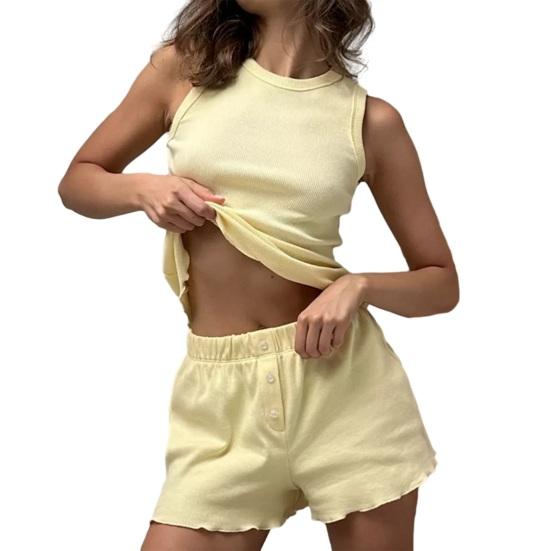 

Women Pajama Outfit Two-Piece Lounge Set for Women Comfortable Soft Touch Loose Casual Sleepwear for All Ages Home Party Office Wear M жёлтый