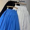 392965 New Korean Style High Waist Plus Size A-Line Midi Skirt