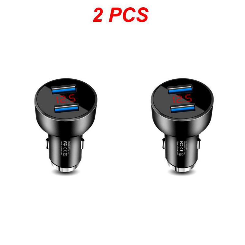 2~5PCS Auto Vehicle Car Dual USB Car Charger QC 3.0 Fast Charging Adapter Cigarette Lighter LED Voltmeter For All Mobile Phone