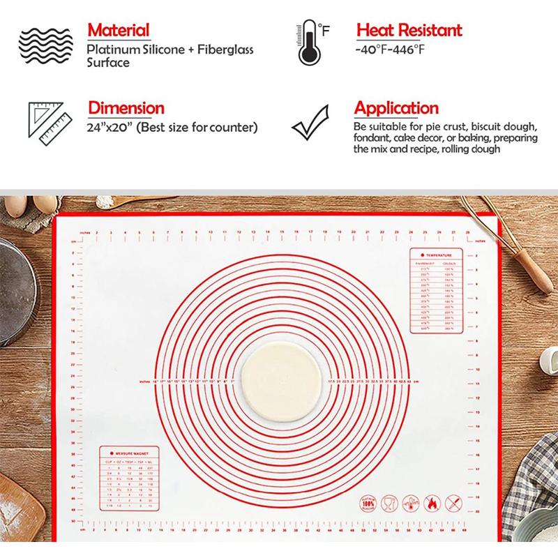 Multiple Sizes Silicone Baking Mat Heat-Resistant Baking Oven Sheet Liner Non-Stick Cookie Pastry Pizza Dough Pad Kitchen Supplies