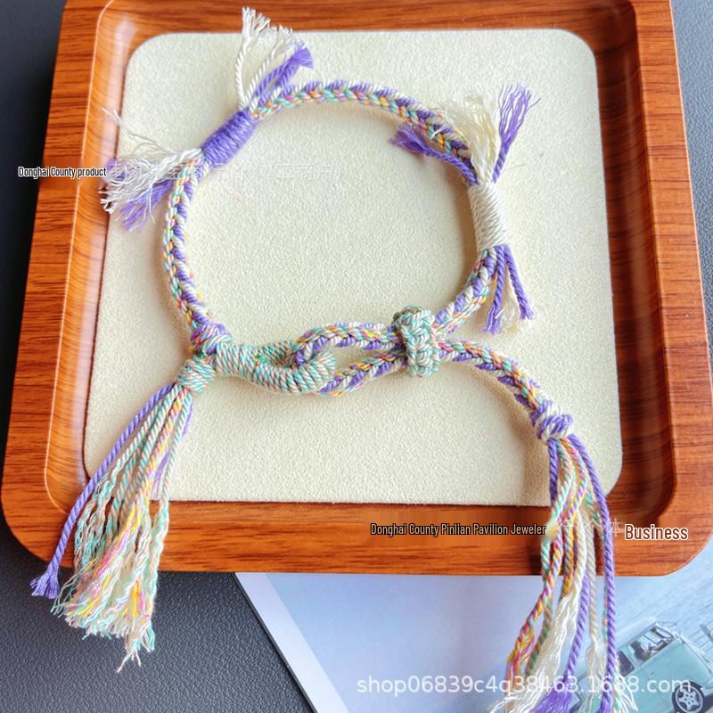 Tibetan Wealth Gods Handmade Eight-Strand Braided Bracelet with Green Tara Thangka