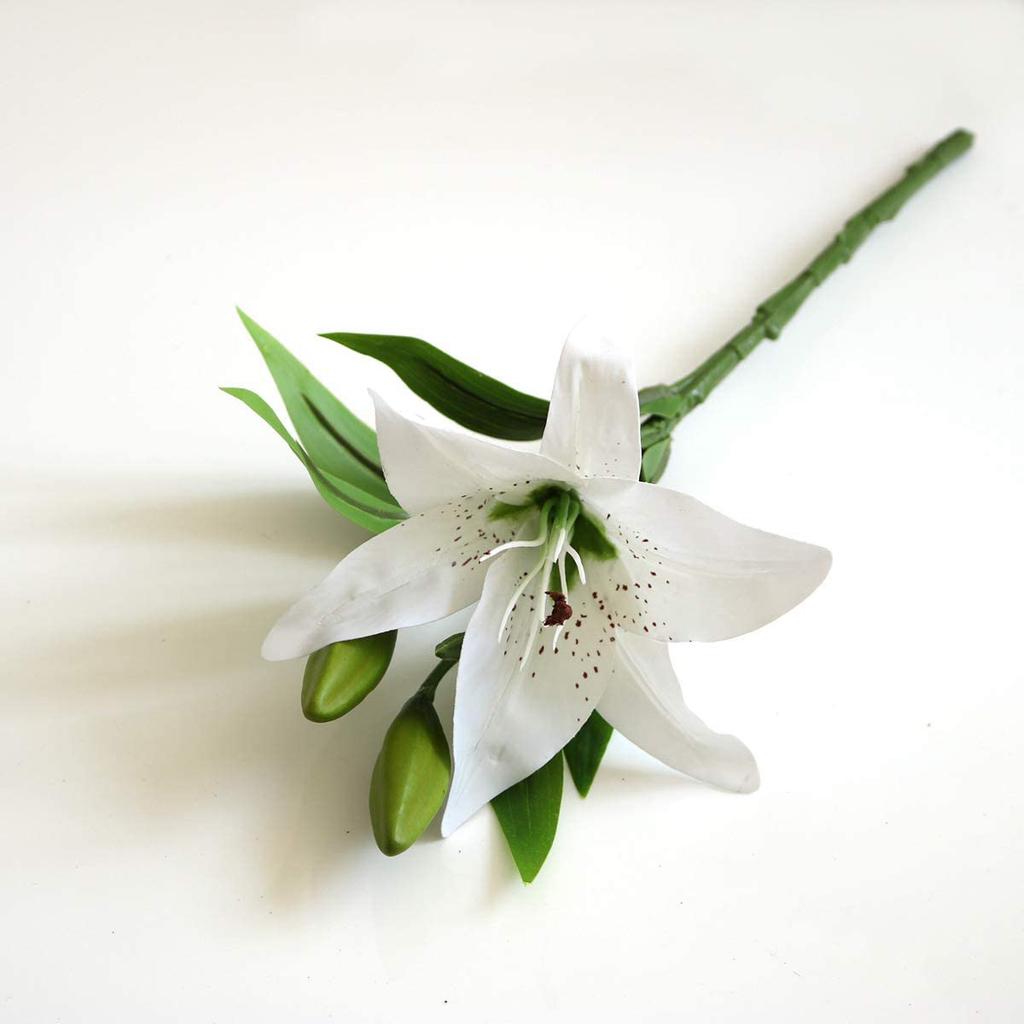 A84X-5Pcs Artificial Lily Flowers Real Contact Fake Lily Bouquet Artificial Flowers For Home Wedding Floral Decor