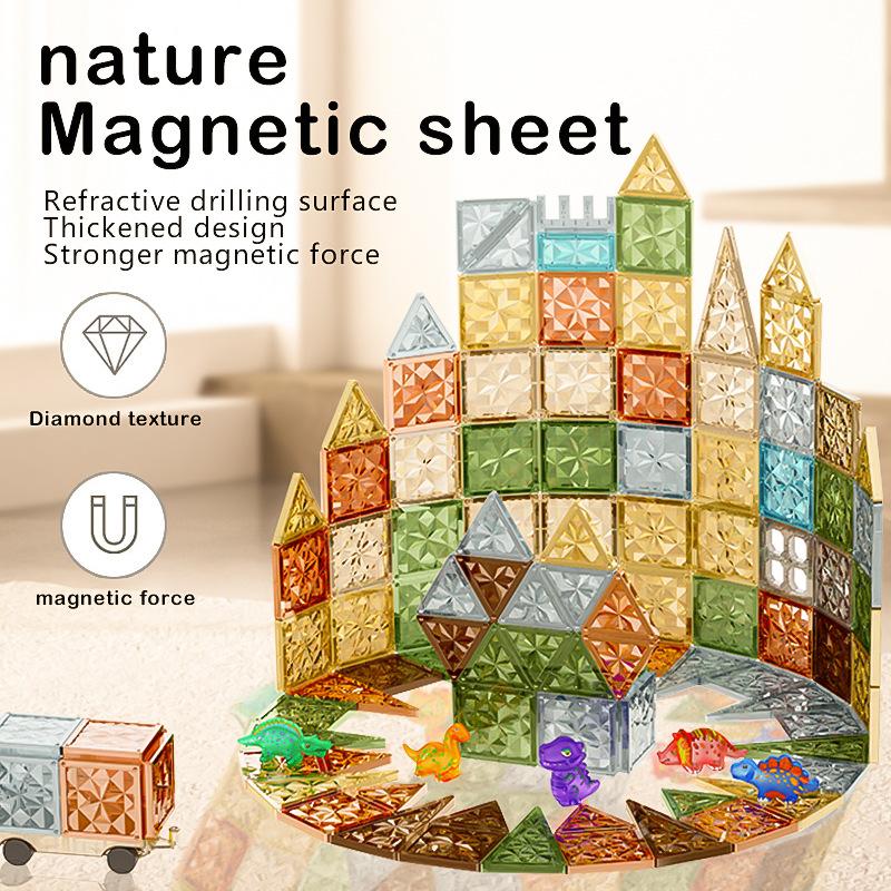 Magnetic Sheet 100 Pieces, Natural Color Educational Toy Three-Dimensional Color Window Drill Surface Magnetic Sheet 3Rd Birthday Gift