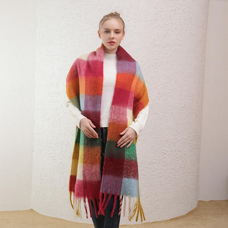 Imitation Cashmere Scarf for Women Winter  Men's Scarf  Autumn and Winter Thick Wool Tassel  Versatile New Plaid Scarf