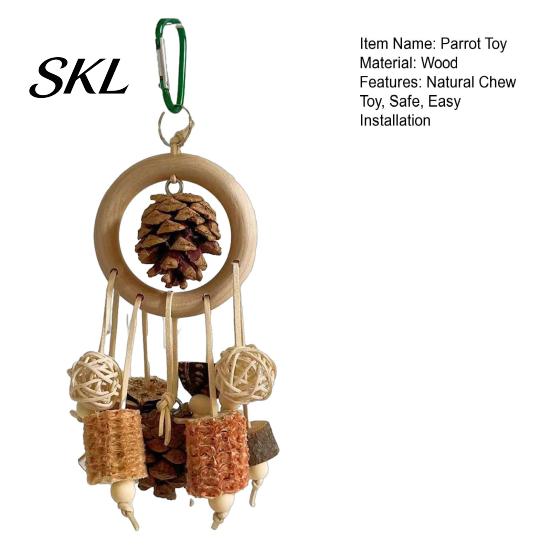 Parrot Oral Health Toy Chew Toy, Pine Cone Corn Cob Bird Rattan Ball Cage Accessories for Conure Foraging Parakeet Cockatiel Budgie Enrichment