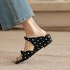 Krazing Pot Microfiber Med Heels Polka Dot European Design Outside Slippers Flip Flop Summer Size 43 Size 42  Women Sandals