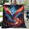 Blue Flame Phoenix Pattern Flannel Printed Blanket Suitable for All Seasons Suitable for Living Room Office Sofa and Travel
