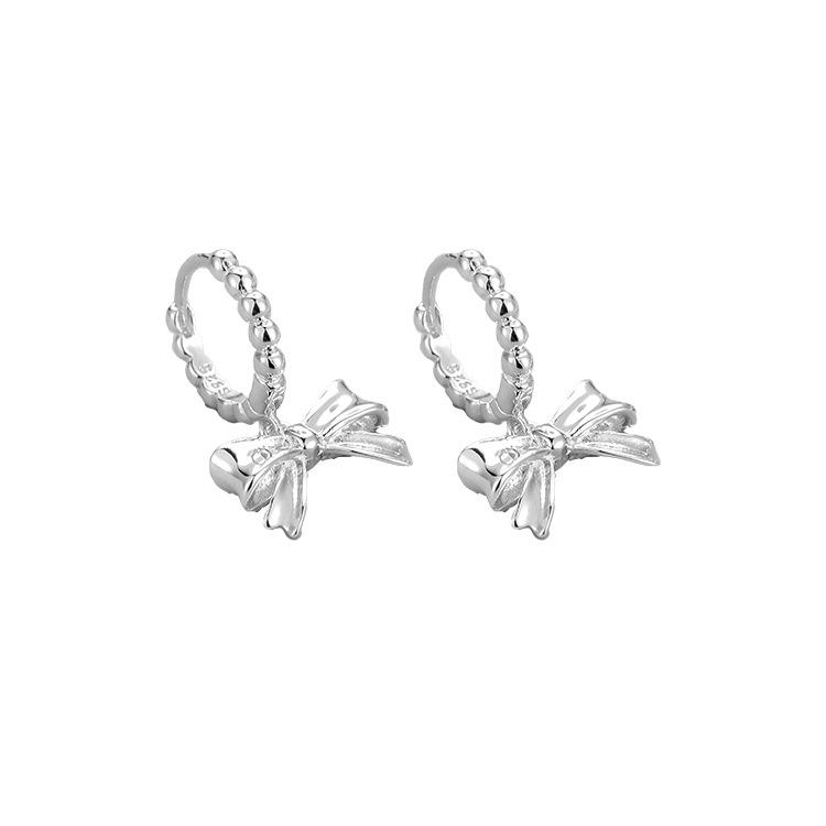 Bow bead earrings women's niche design sense high-end light luxury fashion ear buckle earrings