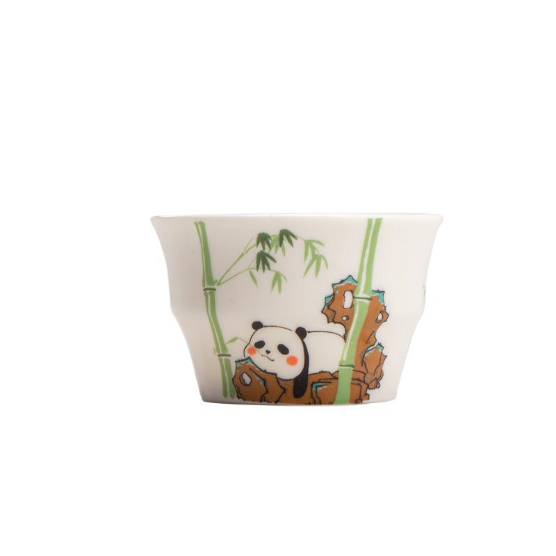 Panda Tea Cup White Porcelain Handmade Japanese Style Gongfu Tea Set Cup Home Office Decor Gift 75ML