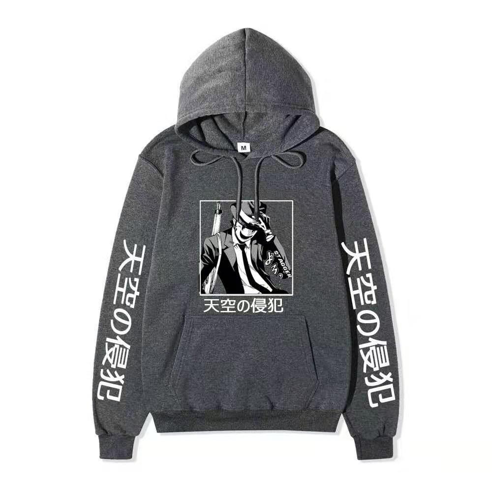 High-Rise Invasion Sniper Mask Hoodie Unisex Fleece Sweatshirt Japanese Vertical Text Black White Manga Anime Pullover