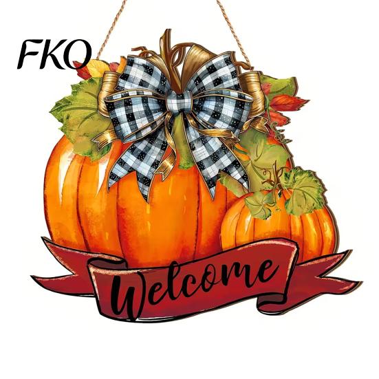 Seasonal Wooden Welcome Sign Fall Pumpkin Sign, Thanksgiving Door Hanger, Decor Pendant Hanging Porch for Autumn Harvest Farmhouse Wall Decoration A