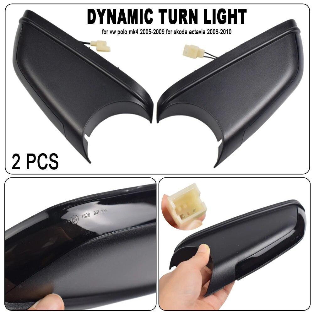 LED Dynamic Turn Signal Flashing Light For VW Polo MK4 9N For Skoda Octavia MK2 1Z Side Rear-View Mirror Indicator Blinker
