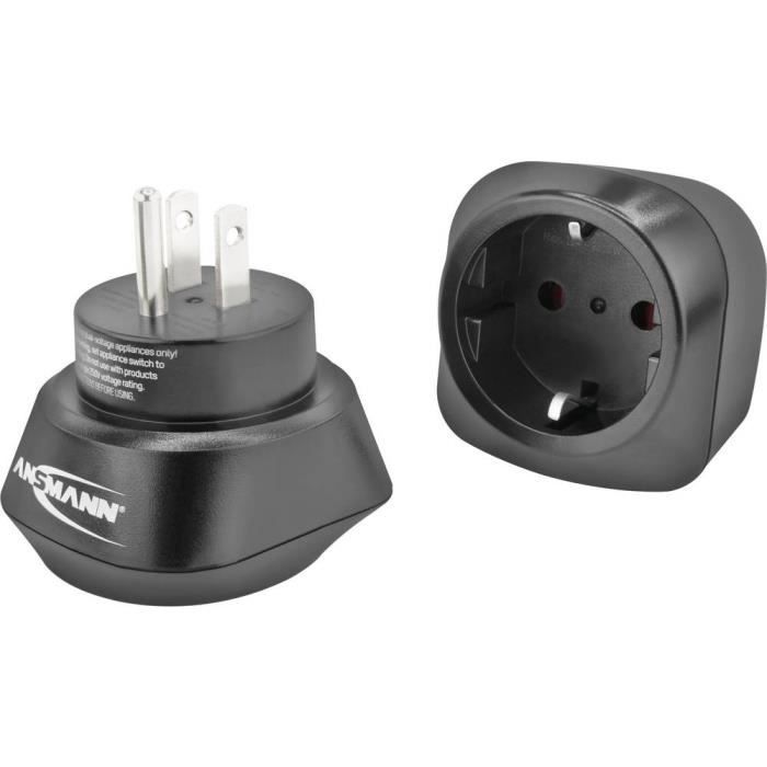 Adaptateur de voyage - ANSMANN - 1250-0032 - Prise EU vers prise US - Pour l'étranger
