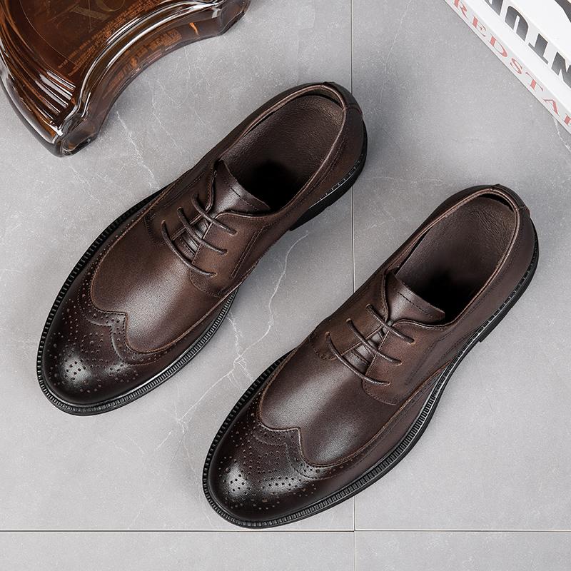 FashionNew Genuine Leather Mens Oxford Shoes Breathable Outdoor Sneakers Luxury Brand Men Brogue Shoes Handmade Casual Business Shoes