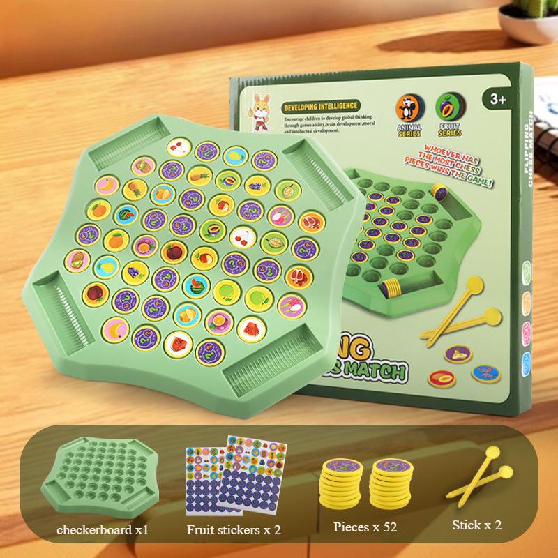 Animal Fruit Flap Chess Board Game, Logical Thinking, Cognitive Animal Memory, Parent-Child Interactive Game