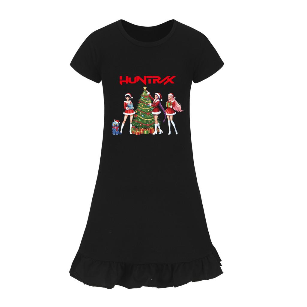 5085 Kids Girls Christmas New Year Mira Zoey Rumi Printed Ruffle Short Sleeves Casual Dress