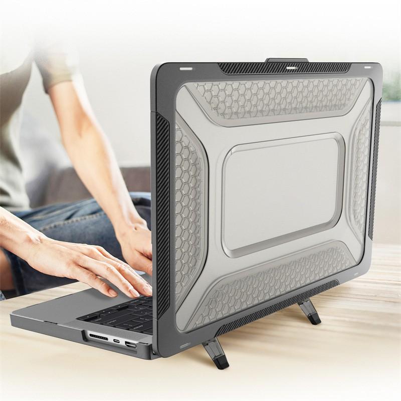 Custodia Sottile per PC Portatile con Supporto di Raffreddamento Integrato MacBook Air 13 Pro 14 16 M1 Max - Cover Posteriore Antiurto in Grigio