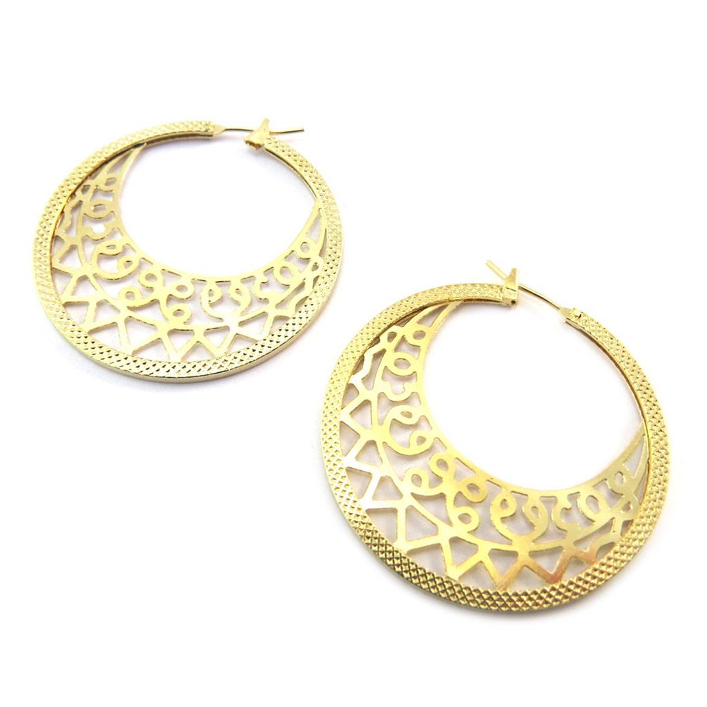 Les Trésors De Lily [P2340] - Gold Plated 'Carmen' Hoop Earrings - 35 Mm