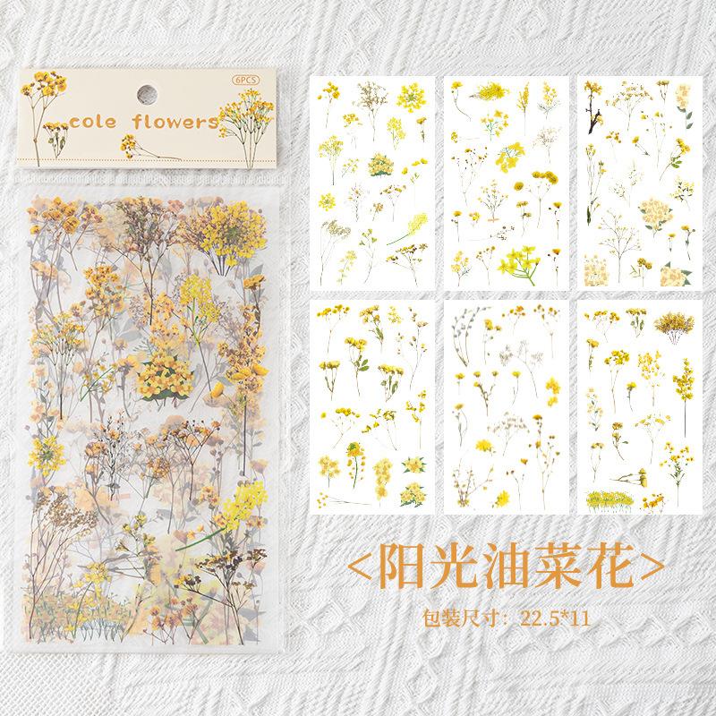 Floral PET Stickers Ins Aesthetic for Journaling Decoden DIY Scrapbook Girl Craft Supplies