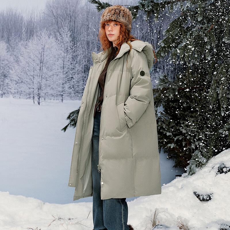 Chuyu Women's Three-Proof 90% Down Mid-Length Hooded Jacket with Fox Fur Collar