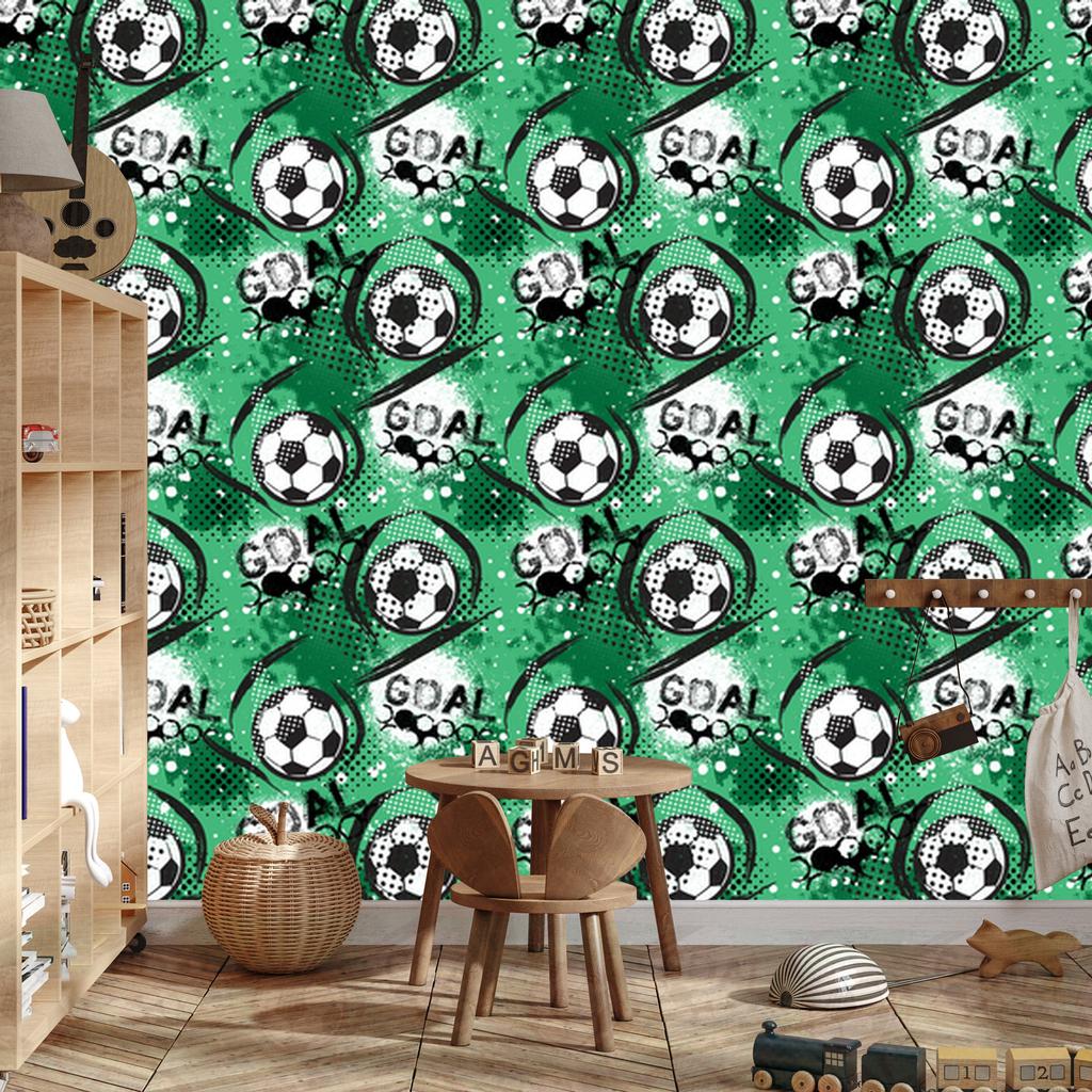 Wallpaper with a Trendy Soccer Ball Pattern for the Living Room and Bedroom 50x1000