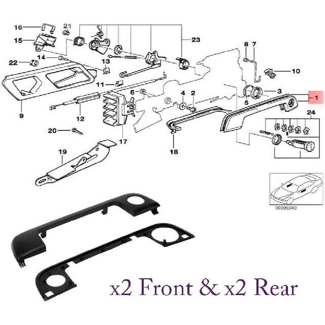 Full Set Exterior Door Handle Covers for BMW 3 5 7 Series E36 E34 E32 Rubber Gasket Seals +Door Handle Cover