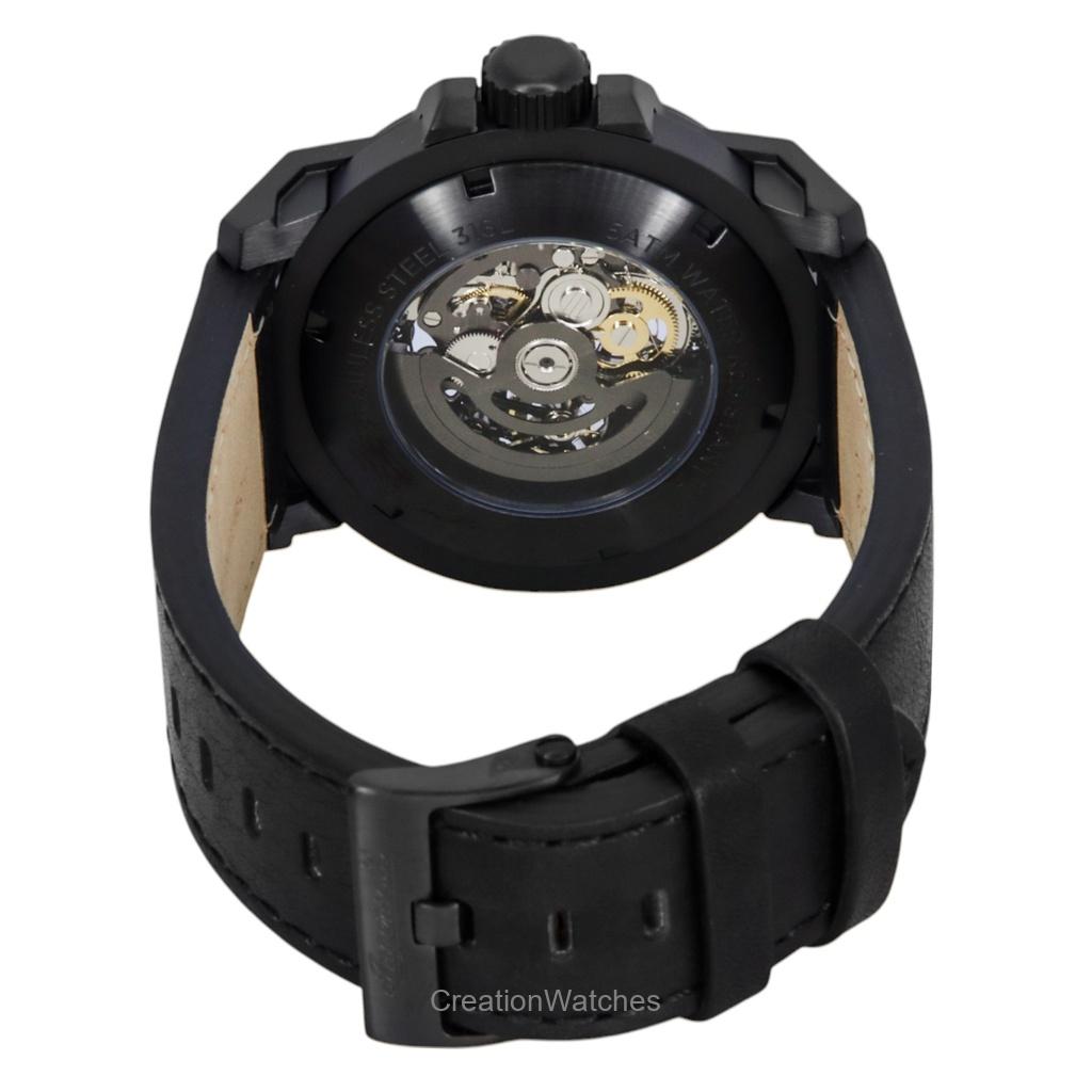 Ingersoll The Anvil Deri Kayış Siyah İskelet Kadran Otomatik I16602 Erkek Saati