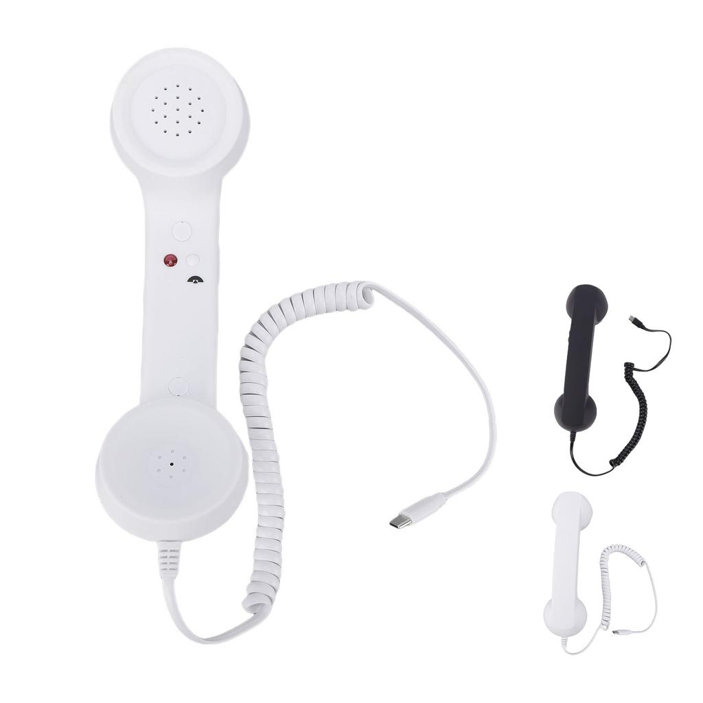 Retro-Telefonhörer mit Lautstärkeregelung Ergonomischer Typ-C-Kabel-Telefonhörer-Empfänger für Mobiltelefon Videoanruf Konferenz