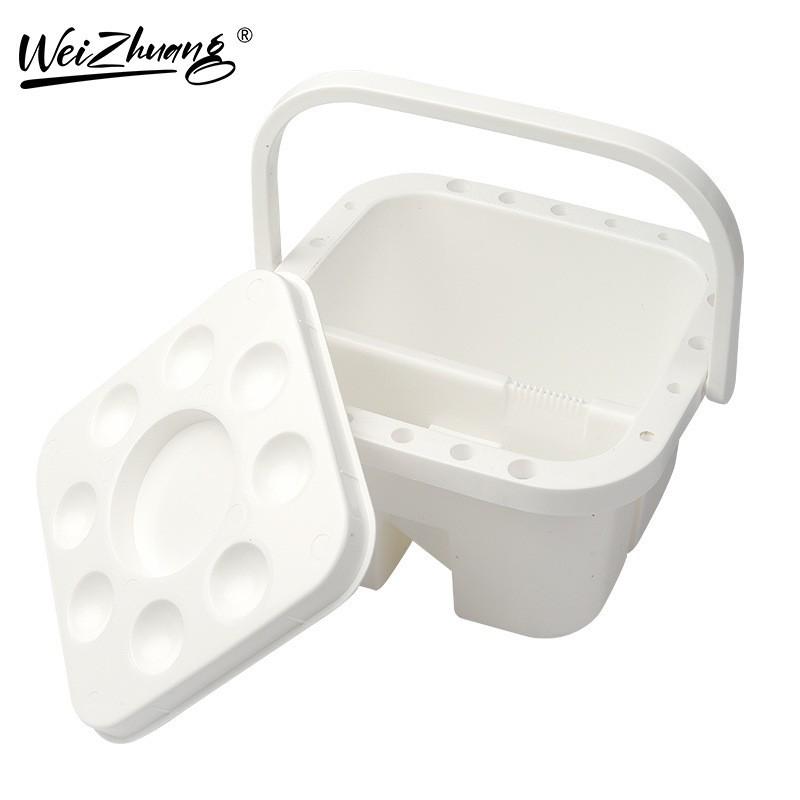 Foldable Art Bucket with Brush Washer and Palette for Gouache & Watercolor