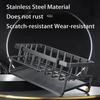 Over-sink dish rack organizer, rustproof steel sponge holder with soap dispenser and sponge shelf, no-drill clamp mount design