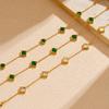 316L Stainless Steel Green White Square Zircon Chain Bracelet Jewelry For Women Girl Personality Vintage New Jewelry Gifts