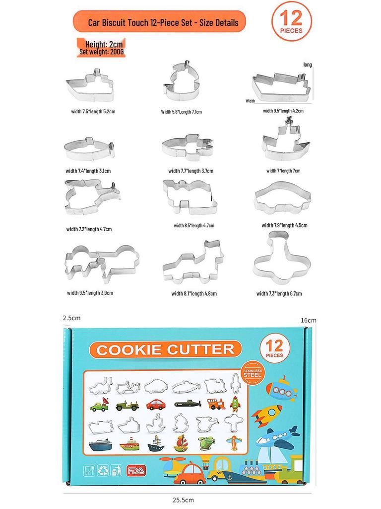 12-Piece Stainless Steel Cookie Cutter Set: Easter, Rabbit, Dinosaur, Christmas